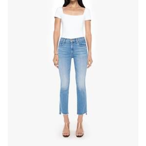NEW MOTHER insider crop step fray bootcut jeans in out of the blue
